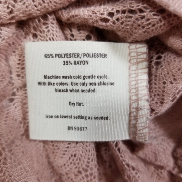 Decree Pink Dusty Rose Lace 3/4 Sleeve Top Large - Picture 4 of 4